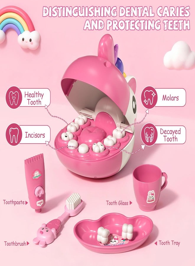 MEWOCHEE 34 PCS Dentist Play Set Toys for Girls, Doctor Kit for Kids Toddlers Ages 2-4 3-5, Pretend Play Toy for Girl Age 4-6, Dentist Toy with Light & Sound, Birthday Gifts for 3 4 5 6 7 8 Year Old Girls - Image 2